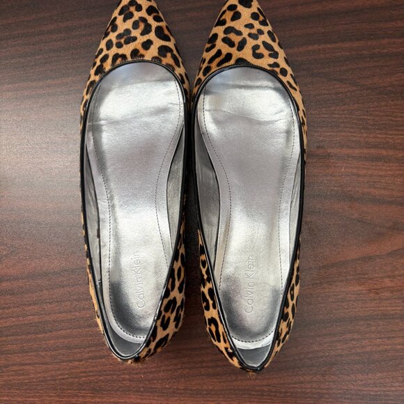 Calvin Klein Women's Leopard Print Pepin Pony Hair Low 1 inch Heels Flats Sz 7.5 - Picture 5 of 7